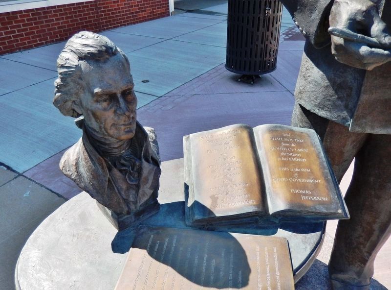 Harlan John Bushfield Memorial detail (<i>near State Capitol in Pierre, South Dakota</i>). Click for full size. Harlan John Bushfield Memorial detail (<i>near State Capitol in Pierre, South Dakota</i>) image. Click for full size.