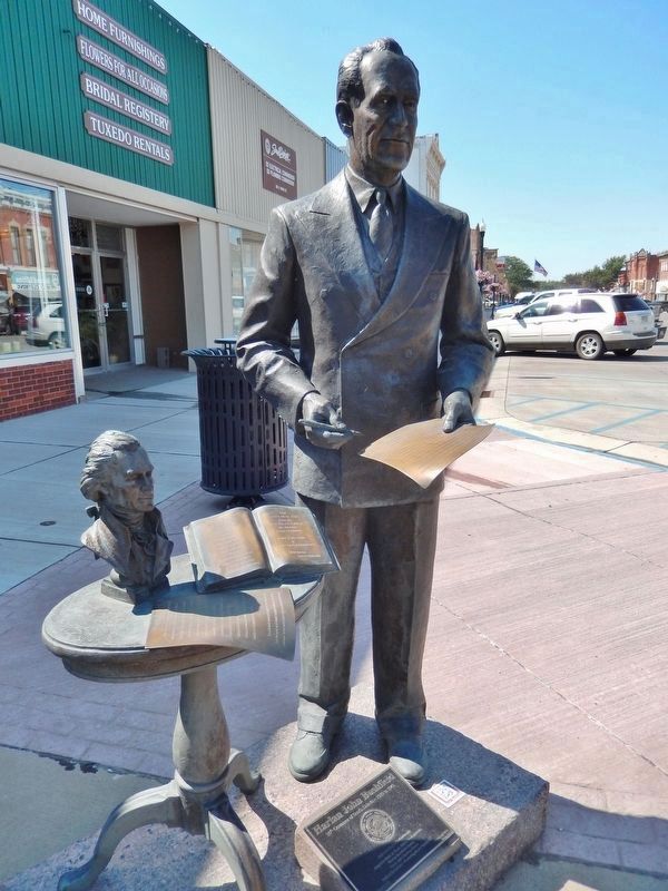 Harlan John Bushfield Memorial Statue (<i>near State Capitol in Pierre, South Dakota</i>). Click for full size. Harlan John Bushfield Memorial Statue (<i>near State Capitol in Pierre, South Dakota</i>) image. Click for full size.