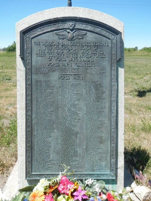 Shoshone-Bannock Tribes Memorial Honor Roll Marker. Click for full size. Shoshone-Bannock Tribes Memorial Honor Roll Marker image. Click for full size.