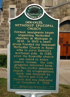 Immanuel Methodist Episcopal Church Marker image. Click for full size.