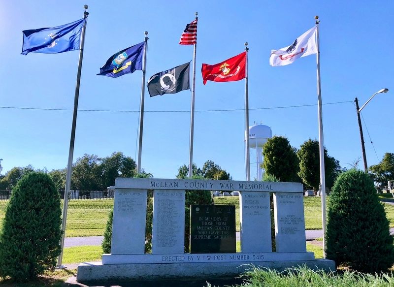 McLean County War Memorial at the Calhoun Cemetery. image. Click for full size.