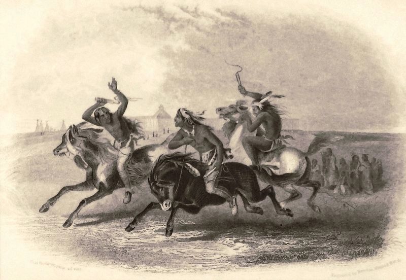 Marker detail: “Horse Racing of Sioux Indians near Fort Pierre” image. Click for full size.