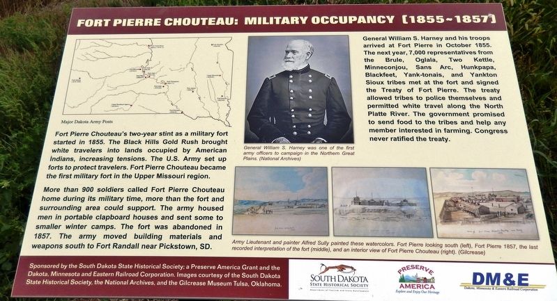 Fort Pierre Chouteau: Military Occupancy (1855-1857) Marker image. Click for full size.