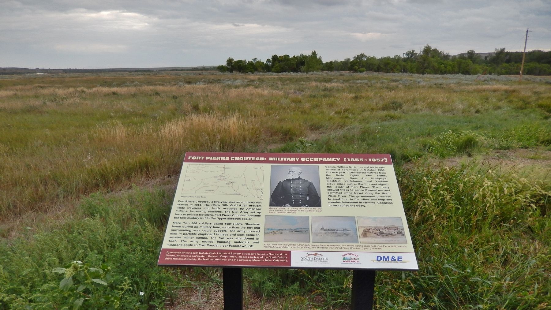 Fort Pierre Chouteau: Military Occupancy (1855-1857) Marker (<i>wide view</i>) image. Click for full size.