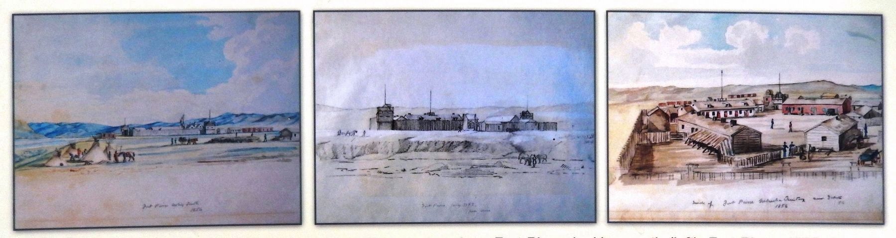 Marker detail: Fort Pierre Chouteau watercolors. Click for full size. Marker detail: Fort Pierre Chouteau watercolors image. Click for full size.