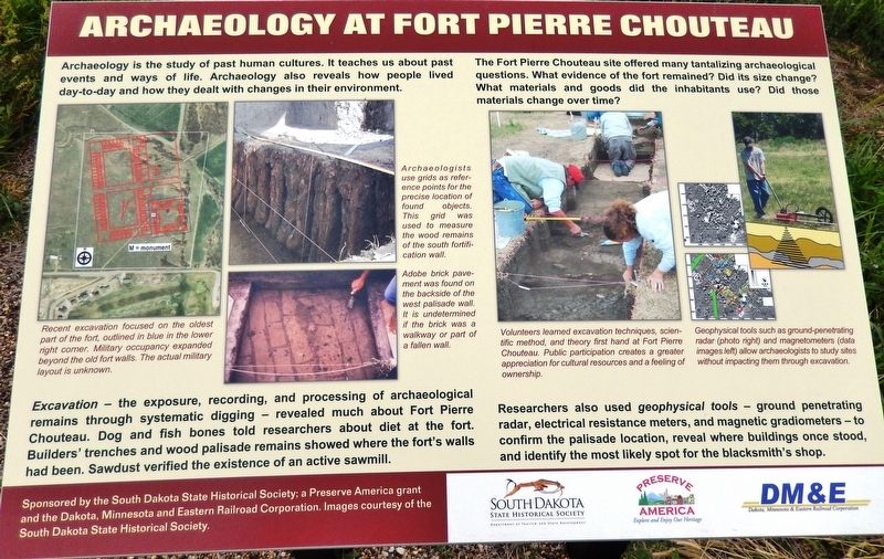 Archaeology at Fort Pierre Chouteau Marker image. Click for full size.