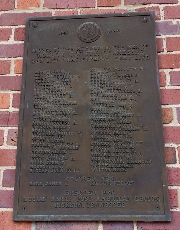 World War II 1940-1946 Marker. Click for full size. World War II 1940-1946 Marker image. Click for full size.