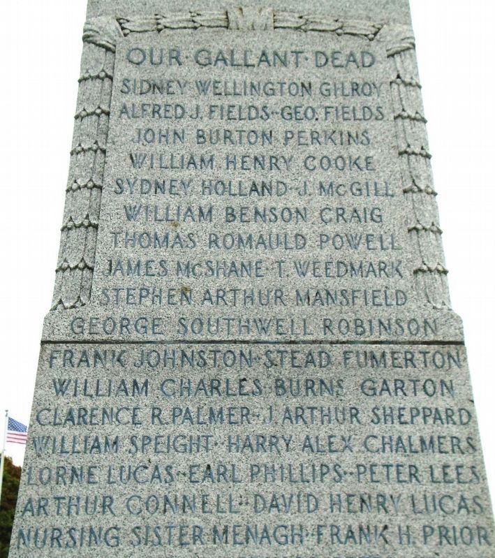 War Memorial Honored Dead WWI. Click for full size. War Memorial Honored Dead WWI image. Click for full size.