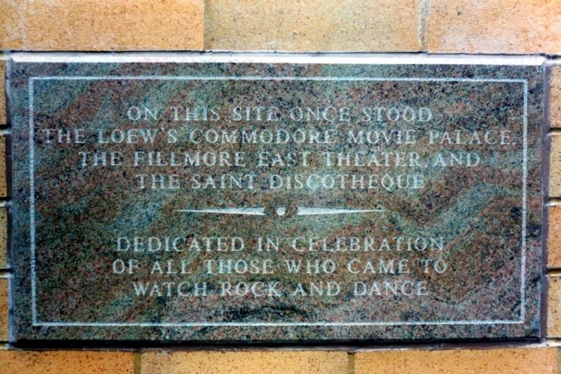 The Fillmore East Theater Marker image. Click for full size.