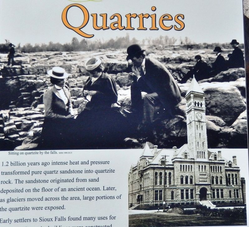 Marker detail: Sitting by quartzite by the falls. Click for full size. Marker detail: Sitting by quartzite by the falls image. Click for full size.