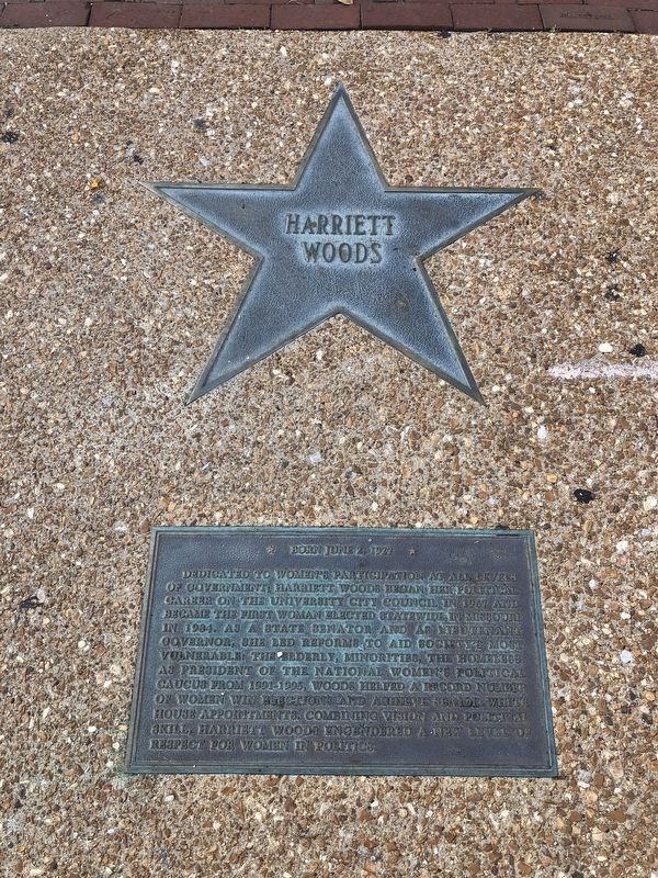 Harriett Woods Marker. Click for full size. Harriett Woods Marker image. Click for full size.