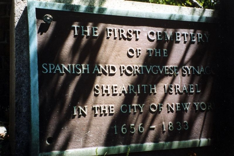 First Shearith Israel Cemetery Marker. Click for full size. First Shearith Israel Cemetery Marker image. Click for full size.