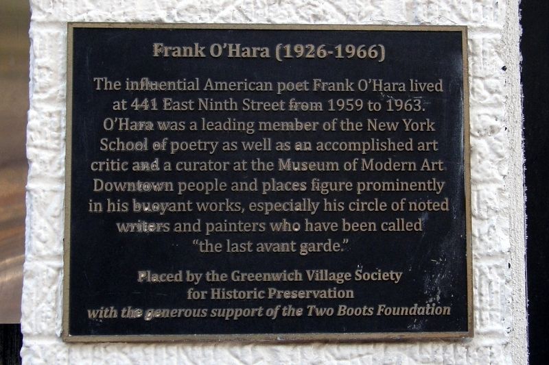 Frank O'Hara (1926-1966) Marker. Click for full size. Frank O'Hara (1926-1966) Marker image. Click for full size.