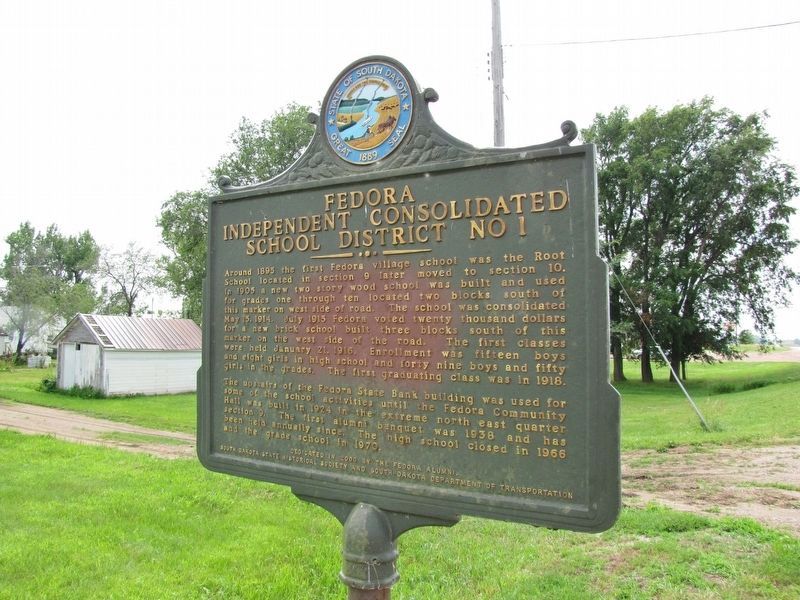 Fedora Independent Consolidated School District No. 1 Marker image. Click for full size.