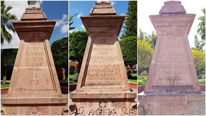 The additional sides of the General Julin Villagrn monument image. Click for full size.