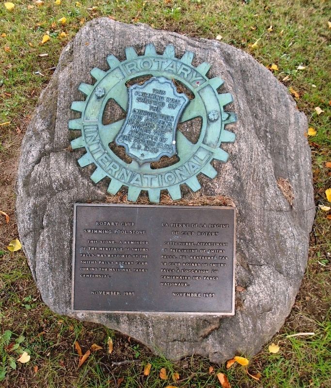 Rotary Club Swimming Pool Stone / La pierre de la piscine du club Rotary and Marker. Click for full size. Rotary Club Swimming Pool Stone / La pierre de la piscine du club Rotary and Marker image. Click for full size.