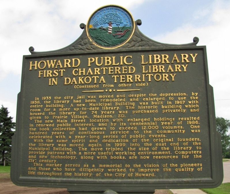 Howard Public Library Marker (<i>side 2</i>) image. Click for full size.