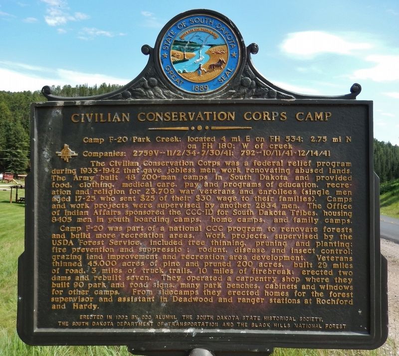 Civilian Conservation Corps Camp Marker. Click for full size. Civilian Conservation Corps Camp Marker image. Click for full size.