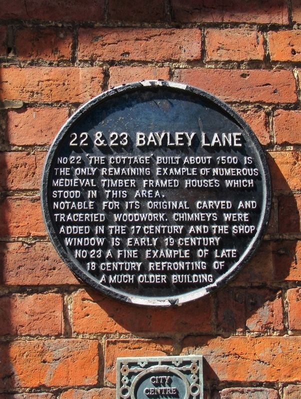 22 & 23 Bayley Lane Marker. Click for full size. 22 & 23 Bayley Lane Marker image. Click for full size.