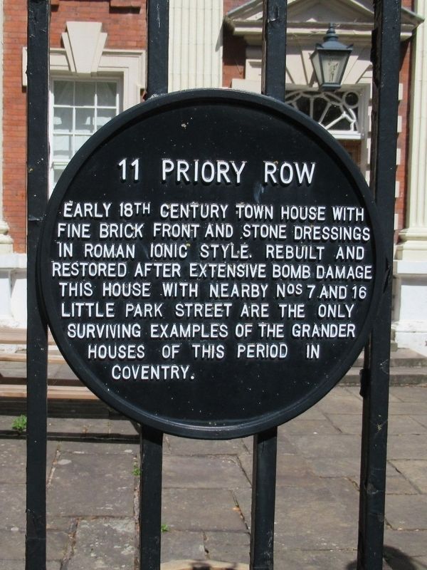 11 Priory Row Marker. Click for full size. 11 Priory Row Marker image. Click for full size.