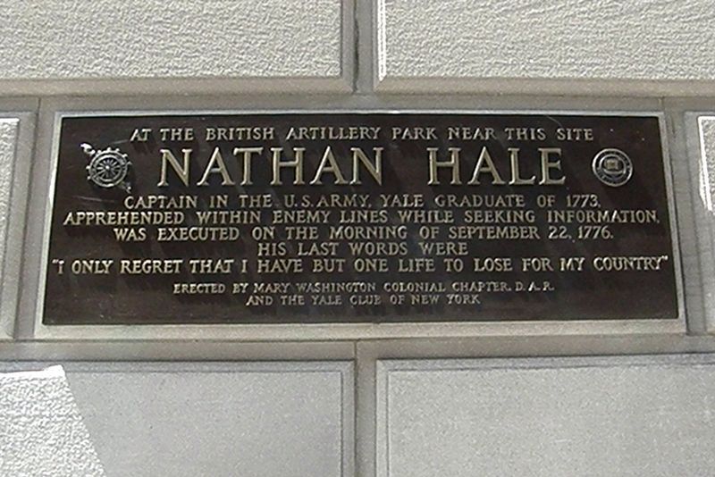 Nathan Hale Marker. Click for full size. Nathan Hale Marker image. Click for full size.