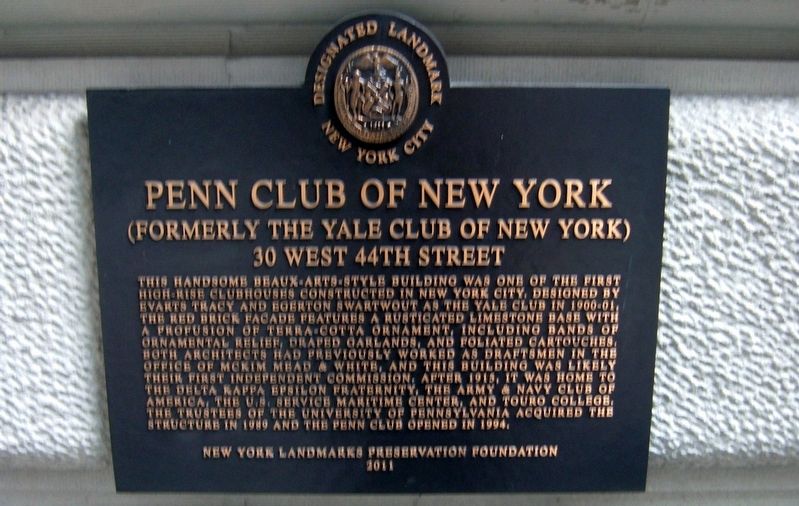 Penn Club of New York Marker image. Click for full size.