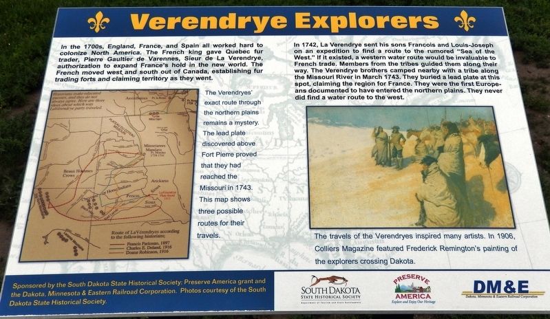 Verendrye Explorers Marker image. Click for full size.
