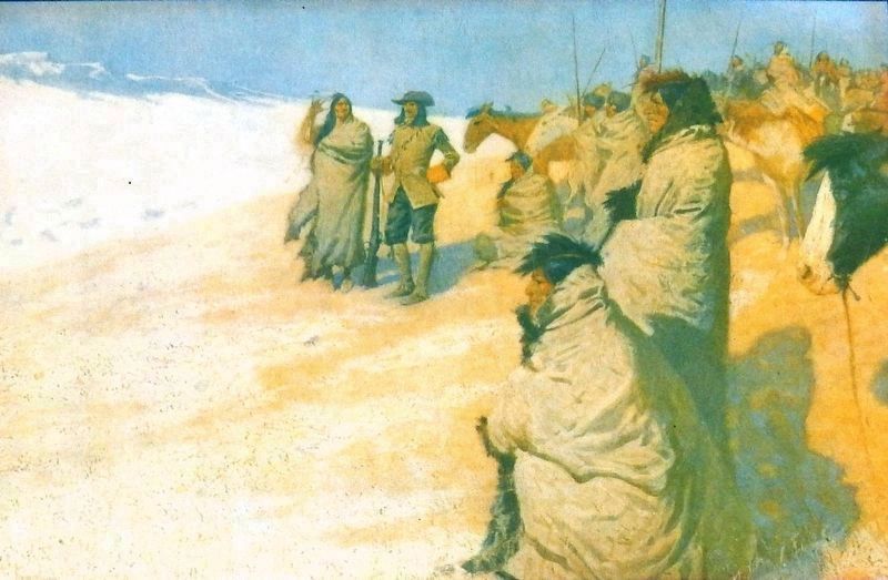 Marker detail: Frederick Remington’s painting of the explorers crossing Dakota. Click for full size. Marker detail: Frederick Remington’s painting of the explorers crossing Dakota image. Click for full size.
