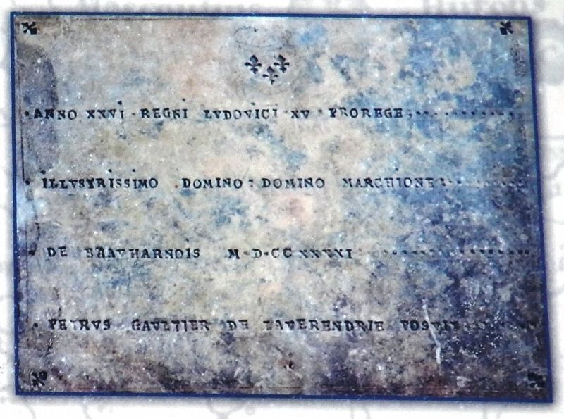 Marker detail: Verendrye Plate (<i>front side</i>) image. Click for full size.