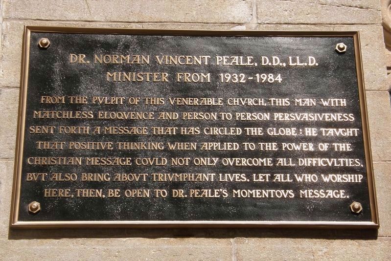 Dr. Norman Vincent Peale, DD., LL.D. Marker. Click for full size. Dr. Norman Vincent Peale, DD., LL.D. Marker image. Click for full size.