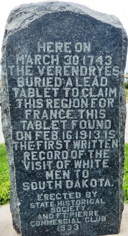 Verendrye Tablet Site Marker. Click for full size. Verendrye Tablet Site Marker image. Click for full size.