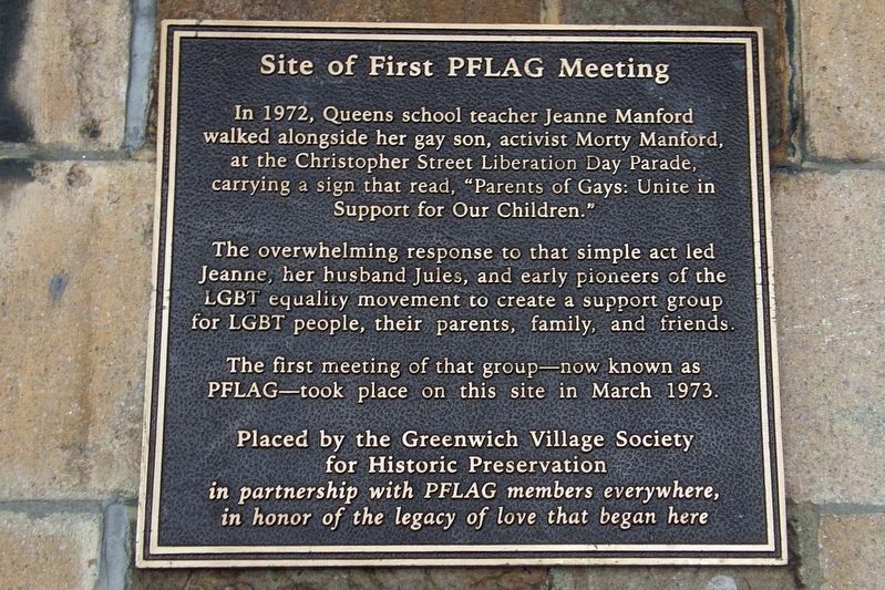 Site of the First PFLAG Meeting Marker image. Click for full size.
