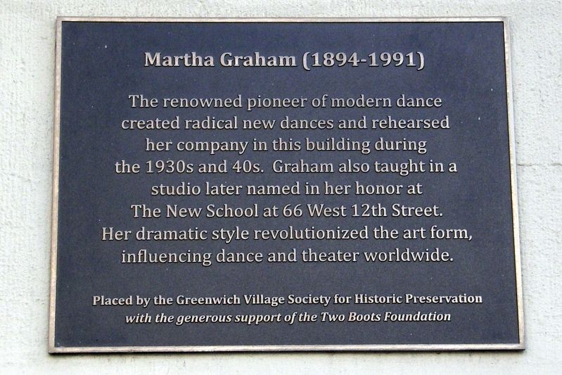 Martha Graham (1894-1991) Marker. Click for full size. Martha Graham (1894-1991) Marker image. Click for full size.