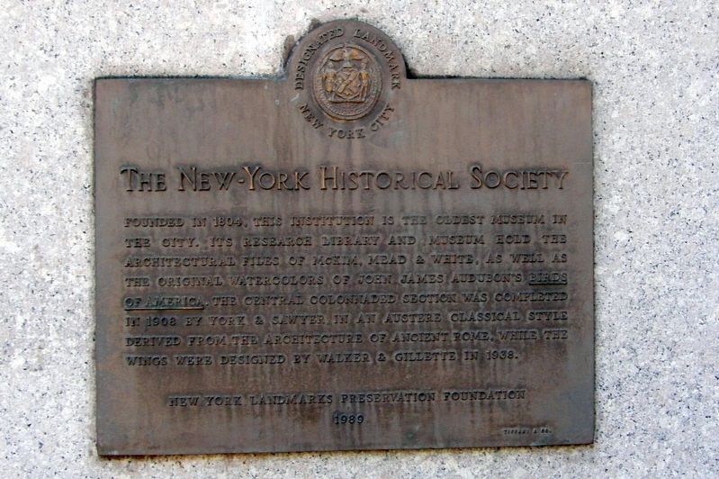 The New-York Historical Society Marker. Click for full size. The New-York Historical Society Marker image. Click for full size.