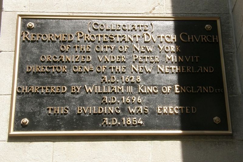 Marble Collegiate Church Marker. Click for full size. Marble Collegiate Church Marker image. Click for full size.