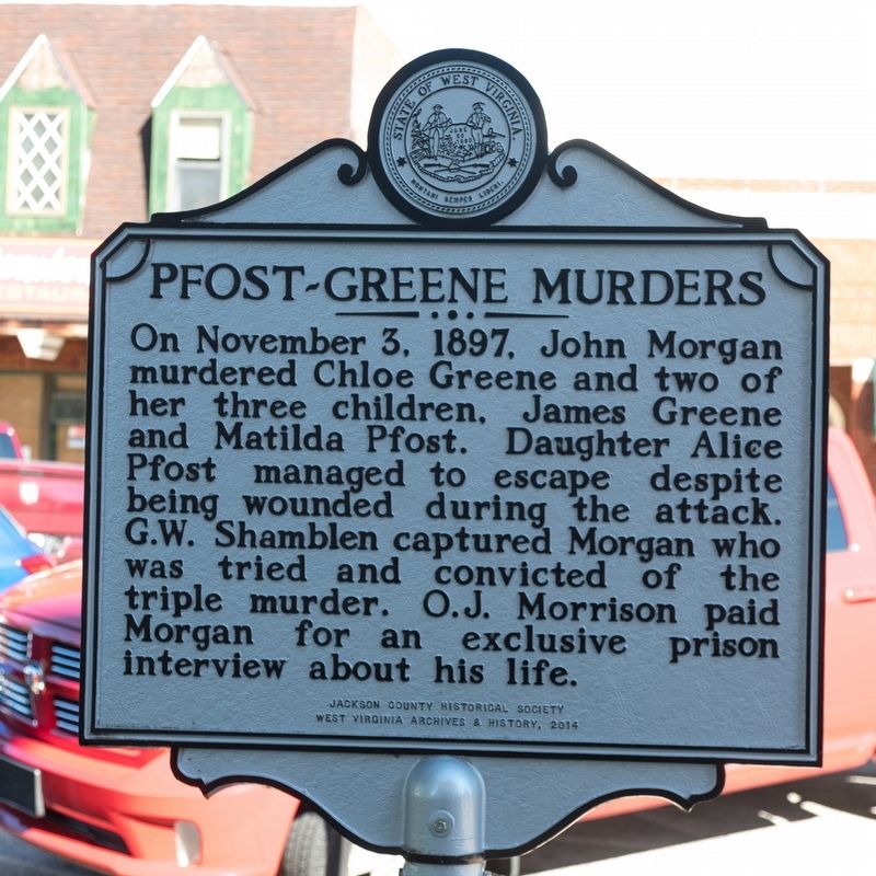 Pfost-Greene Murders side of marker. Click for full size. Pfost-Greene Murders side of marker image. Click for full size.