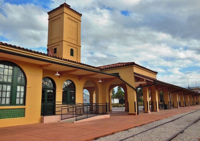 Venice Railroad Depot (<i>10.5 miles south of marker on Sarasota-to-Venice Legacy Rail Trail</i>). Click for full size. Venice Railroad Depot (<i>10.5 miles south of marker on Sarasota-to-Venice Legacy Rail Trail</i>) image. Click for full size.