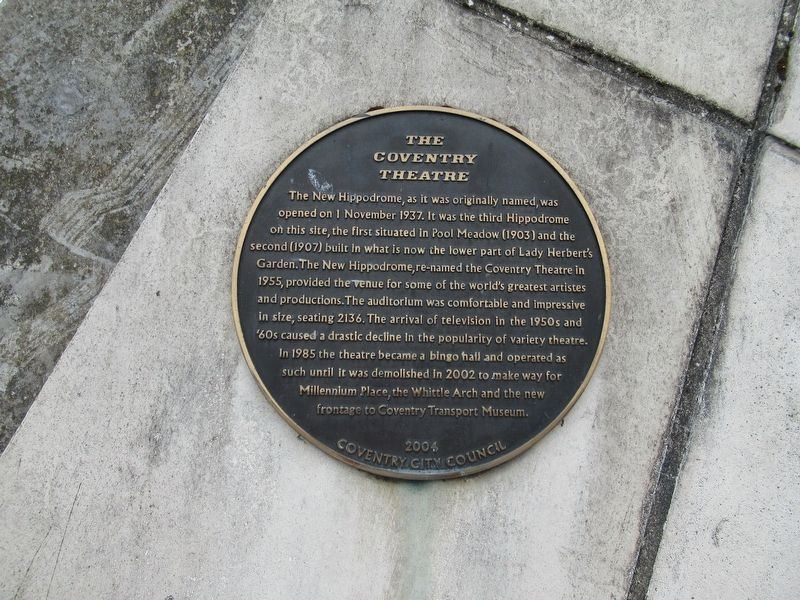 The Coventry Theatre Marker image. Click for full size.