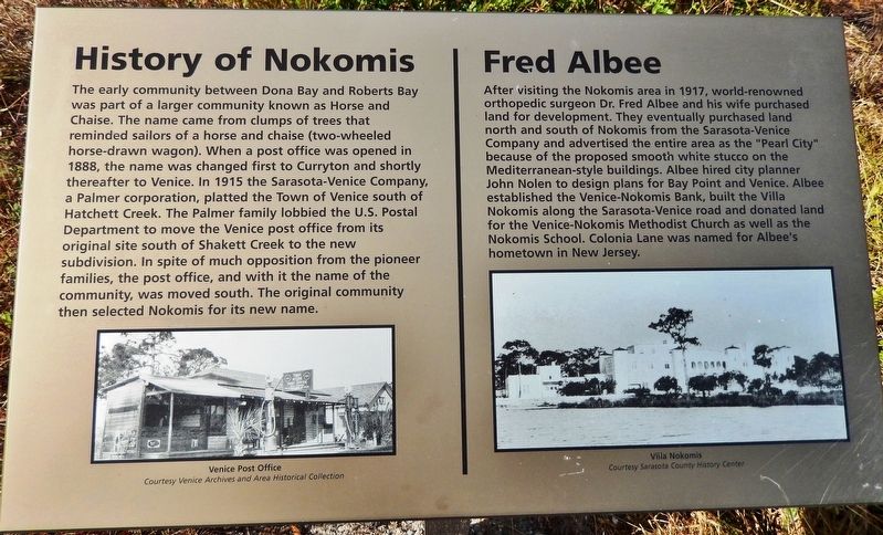 History of Nokomis / Fred Albee Marker image. Click for full size.