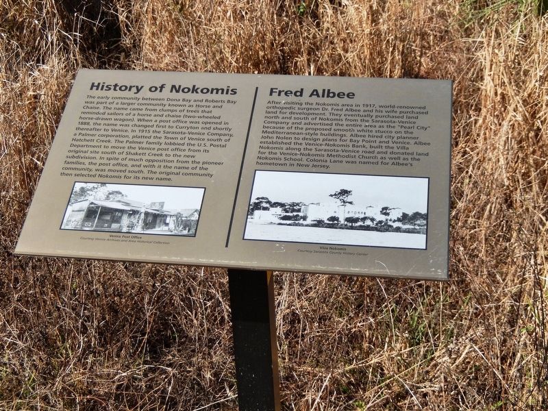 History of Nokomis / Fred Albee Marker (<i>wide view</i>) image. Click for full size.