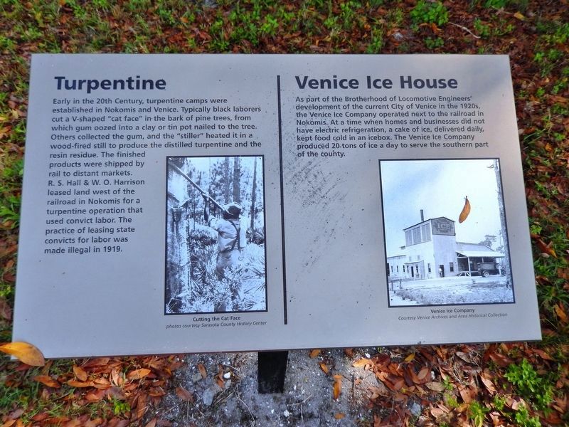 Turpentine / Venice Ice House Marker. Click for full size. Turpentine / Venice Ice House Marker image. Click for full size.
