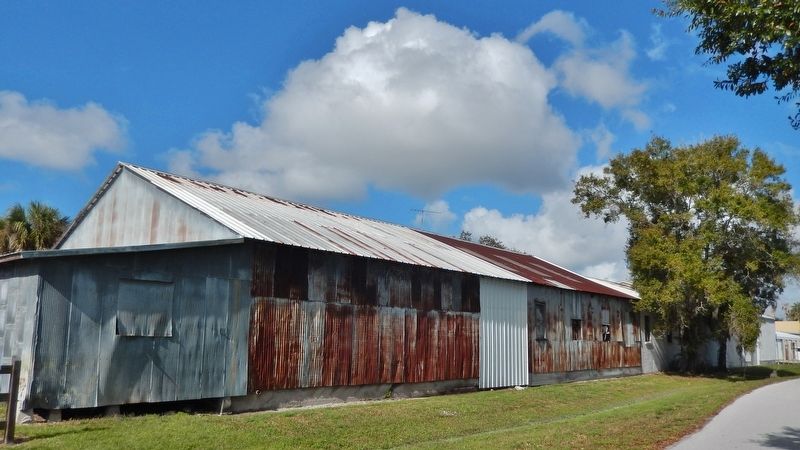 Rustic Warehouse & Venice-to-Sarasota Rail Trail (<i>wide view north from marker</i>). Click for full size. Rustic Warehouse & Venice-to-Sarasota Rail Trail (<i>wide view north from marker</i>) image. Click for full size.
