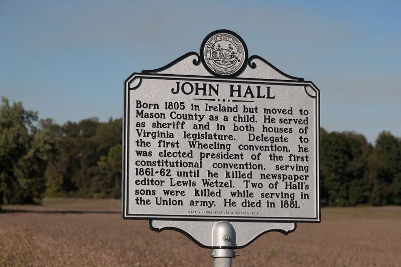 Image result for mason county wv historical markers John Hall"