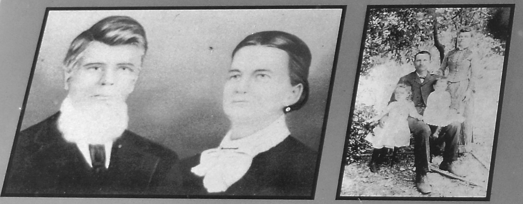 Marker detail: Jesse and Caroline Knight (left); Knight Family circa 1910 (right) image. Click for full size.