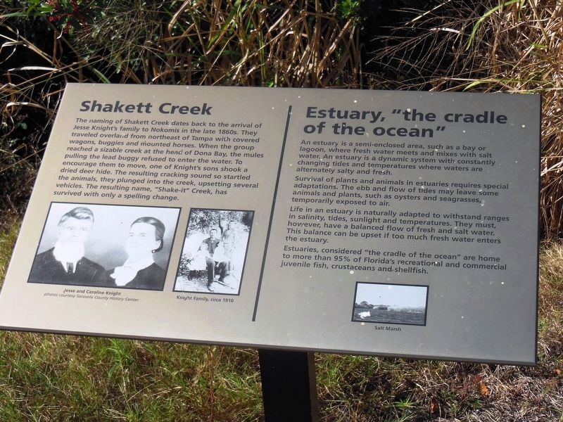 Shakett Creek / Estuary "the cradle of the ocean" Marker (<i>wide view</i>) image. Click for full size.