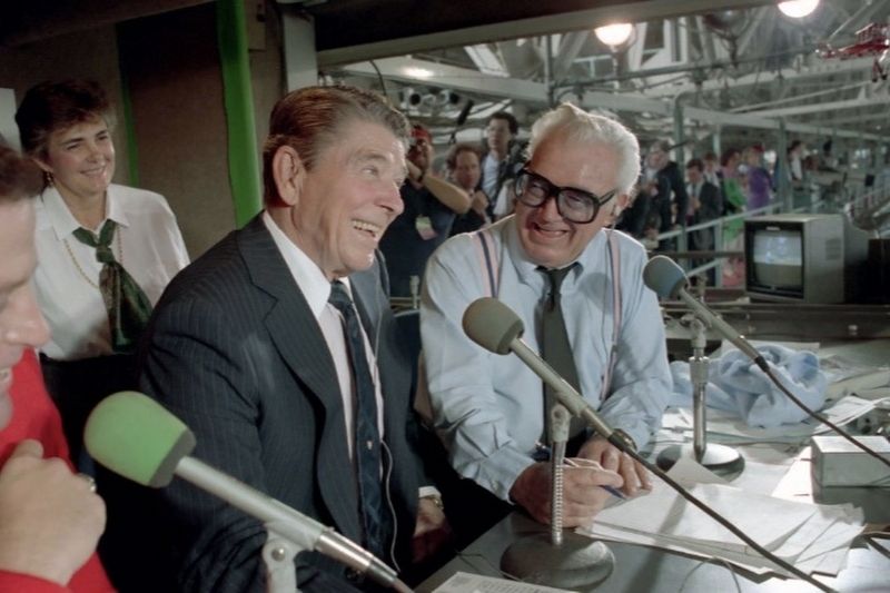 <i>President Ronald Reagan in The Press Box with Harry Caray...</i> image. Click for full size.