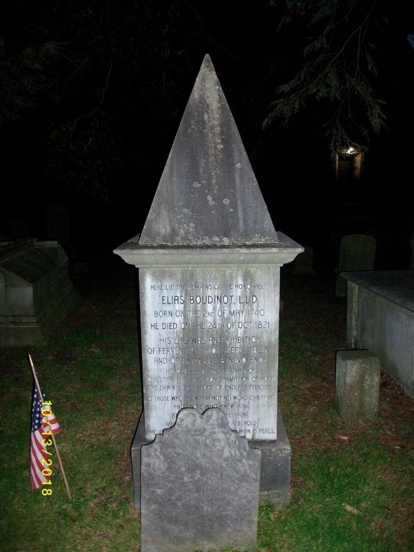 Elias Boudinot Headstone. Click for full size. Elias Boudinot Headstone image. Click for full size.