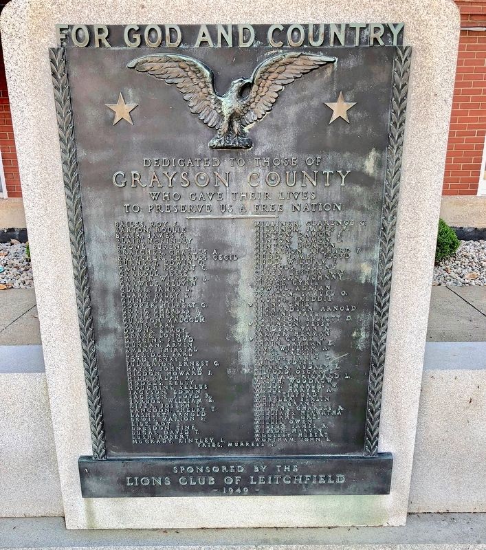Grayson County World War II Memorial. Click for full size. Grayson County World War II Memorial image. Click for full size.
