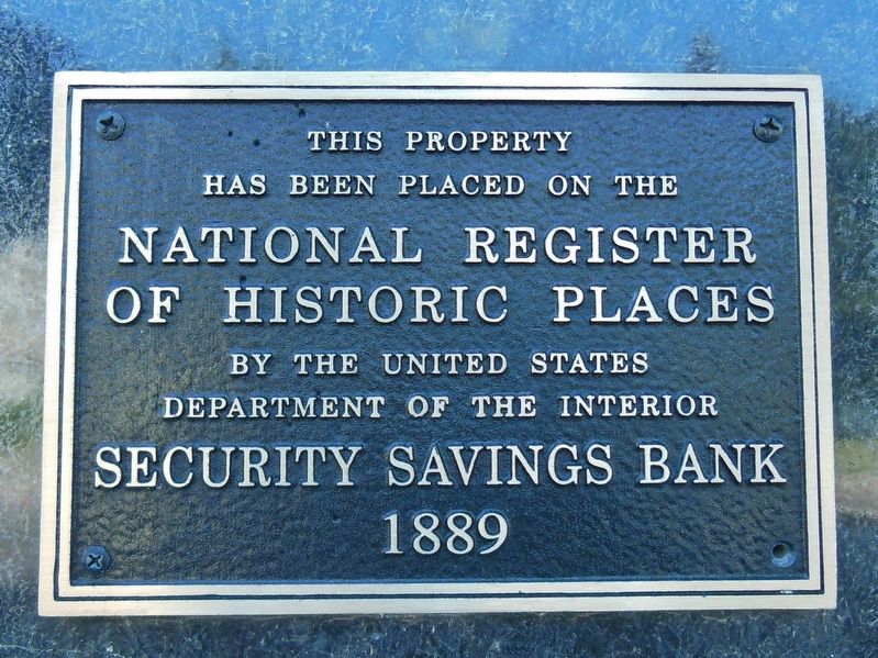 Security Savings Bank Marker image. Click for full size.