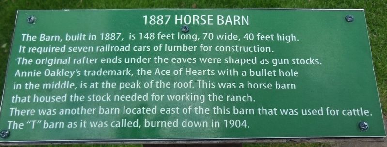1887 Horse Barn Marker. Click for full size. 1887 Horse Barn Marker image. Click for full size.
